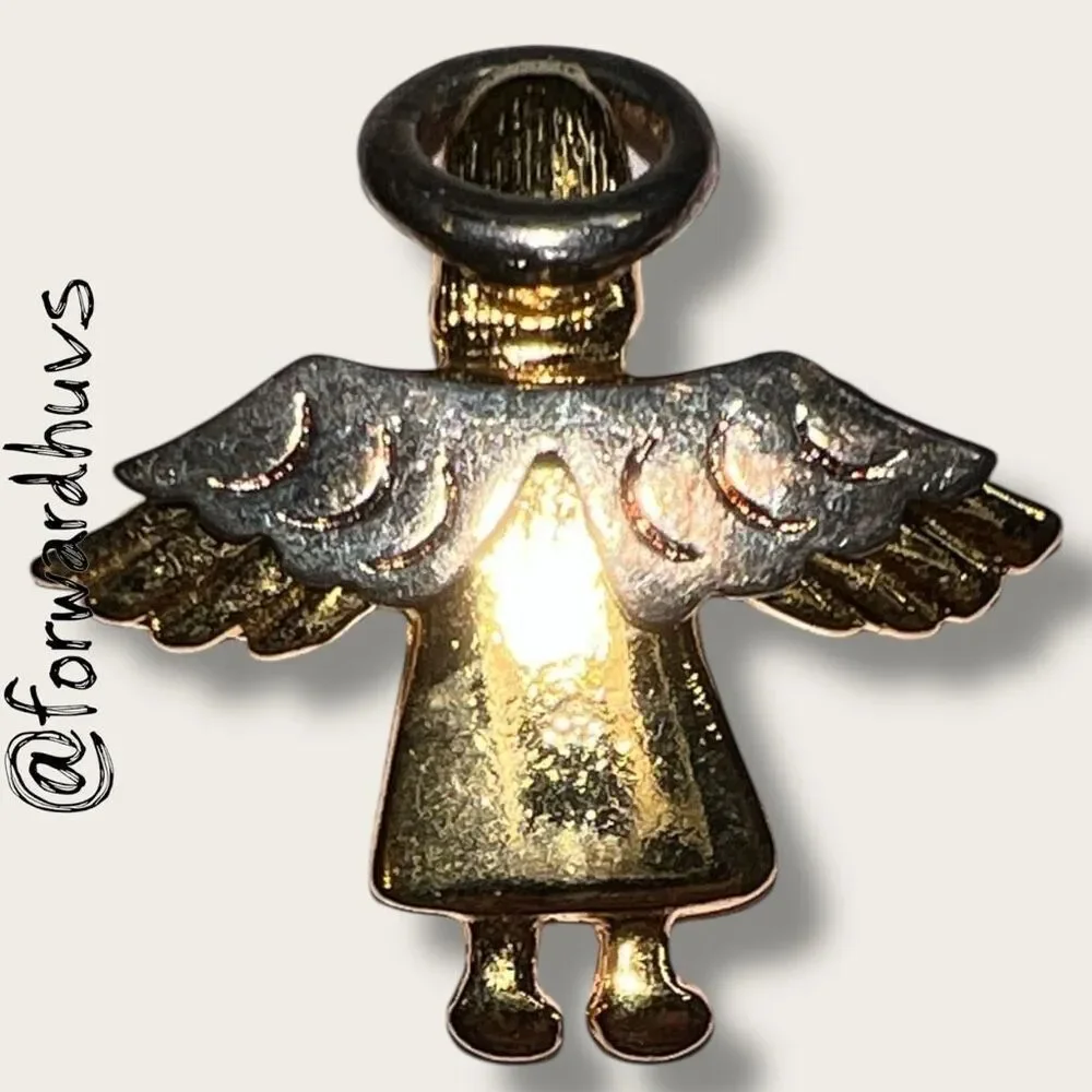 Bundle Sale 3 for $15 | Angel Pin / Pendant – Silver Tone Wings & Halo, Gold Ton